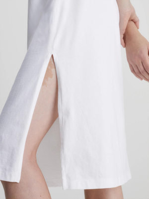 Calvin Klein dámské bílé šaty INSTITUTIONAL LONG T-SHIRT DRESS - XS (YAF)