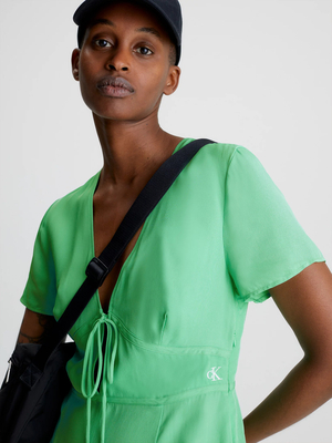 Calvin Klein dámské zelené šaty SHORT SLEEVE SEAMING DAY DRESS - L (L1C)