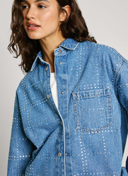 Pepe Jeans dámská denimová košile OVERSHIRT GLITTER - S (000)