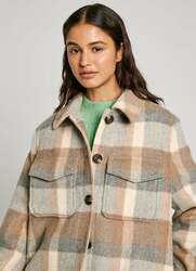 Pepe Jeans  dámský kostkovaný béžový kabát CAMERON  - XS (814)