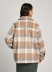 Pepe Jeans  dámský kostkovaný béžový kabát CAMERON  - XS (814)
