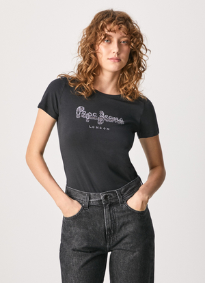 Pepe Jeans dámské černé tričko BEATRICE  - L (999)