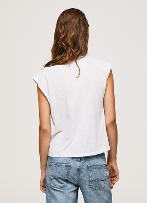 Pepe Jeans dámské bíle triko  MORGANA s cvoky - S (800)