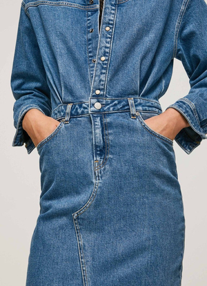 Pepe Jeans džínové modré Jamila šaty - XS (000)