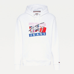 Tommy Jeans dámská bílá mikina Logo Hoodie - L (YBR)