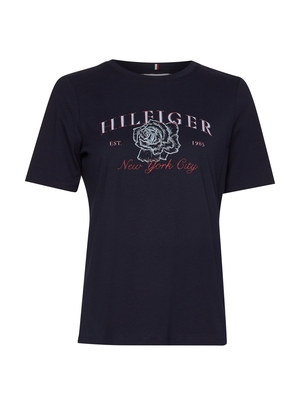 Tommy Hilfiger dámské tmavě modré tričko s potiskem  - S (DW5)