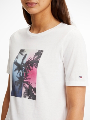 Tommy Hilfiger dámské bílé tričko  - XS (YBL)