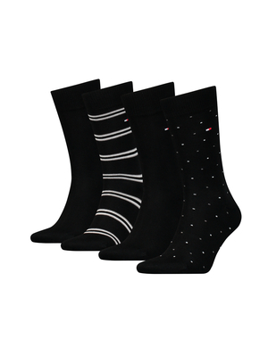 Tommy Hilfiger pánské černé ponožky 4pack - 39/42 (002)