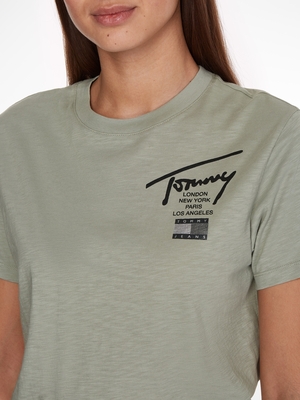 Tommy Jeans dámské zelené tričko - XS (PMI)