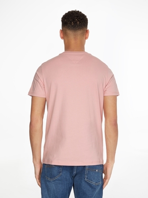 Tommy Jeans pánské růžové tričko CHEST LOGO  - M (TH9)