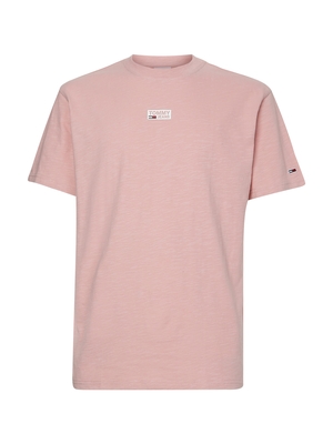 Tommy Jeans pánské růžové triko BOX CORP LOGO  - M (TH9)