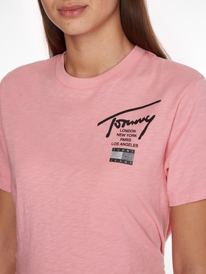 Tommy Jeans dámské růžové tričko - M (THE)