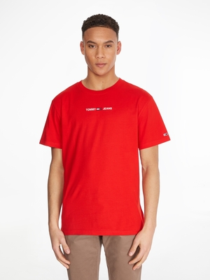Tommy Jeans pánské červené triko - S (XNL)
