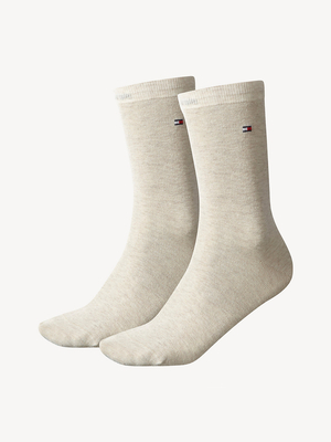 Tommy Hilfiger dámské béžové ponožky 2 pack - 39 (LIGHTBE)