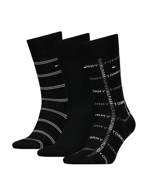 Tommy Hilfiger pánské černé ponožky 3pack - 39/42 (002)