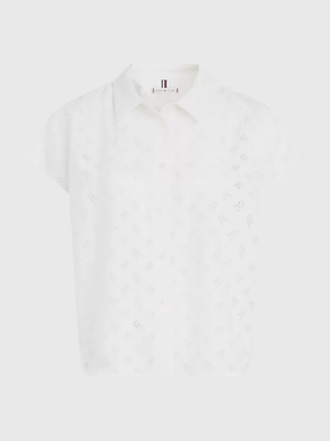 Tommy Hilfiger dámská bílá košile s monogramem  - 36 (01S)
