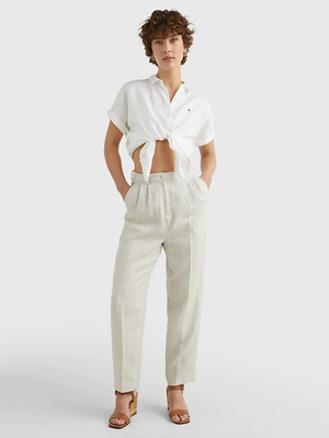 Tommy Hilfiger dámská bílá lněná košile  - 36 (YBL)
