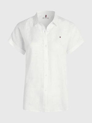 Tommy Hilfiger dámská bílá lněná košile  - 34 (YBL)