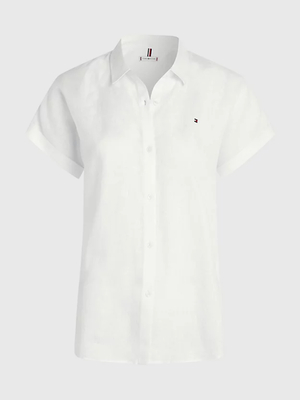 Tommy Hilfiger dámská bílá lněná košile  - 36 (YBL)