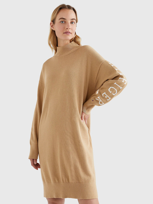 Tommy Hilfiger dámské béžové svetrové šaty  - M (GW8)