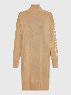 Tommy Hilfiger dámské béžové svetrové šaty  - XS (GW8)