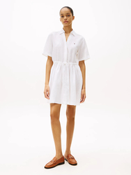Tommy Hilfiger dámské bílé lněné šaty - 34 (YCF)