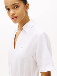 Tommy Hilfiger dámské bílé lněné šaty - 34 (YCF)