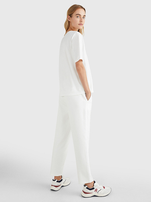 Tommy Hilfiger dámské bílé tričko  - XS (YBL)