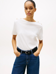 Tommy Hilfiger dámské bílé tričko - L (YBL)