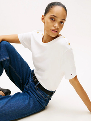 Tommy Hilfiger dámské bílé tričko - L (YBL)
