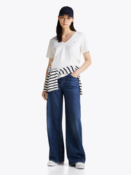 Tommy Hilfiger dámské bílé tričko - L (YCF)
