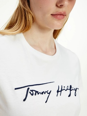 Tommy Hilfiger dámské bílé triko Regular Script - L (YBL)