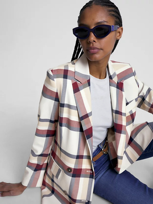 Tommy Hilfiger dámské dvouřadé kárované sako  - 36 (0Q1)