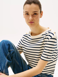 Tommy Hilfiger dámské pruhované tričko - XS (0FC)