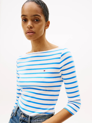 Tommy Hilfiger dámské pruhované tričko  - XS (0FN)