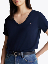 Tommy Hilfiger dámské tmavě modré tričko - XS (C1G)