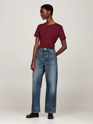Tommy Hilfiger dámské vínové tričko - S (VLP)