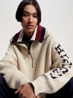 Tommy Hilfiger dámský béžový svetr  - S (ACI)