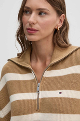 Tommy Hilfiger dámský pruhovaný svetr na zip - XS (0DB)