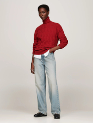 Tommy Hilfiger dámský vínový svetr - S (XNN)