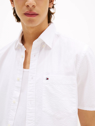 Tommy Hilfiger pánská bílá košile s krátkým rukávem  - M (YCF)