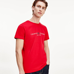Tommy Hilfiger pánské červené triko Logo - L (XLG)