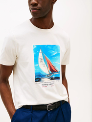 Tommy Hilfiger pánské krémové tričko - L (Z00)