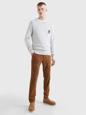 Tommy Hilfiger pánský světle šedý svetr TH Monogram - XXL (P01)