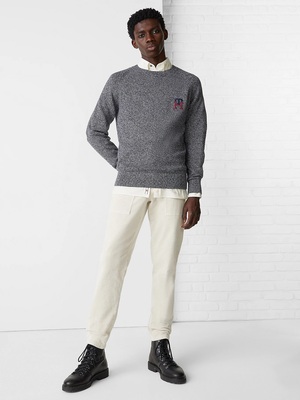 Tommy Hilfiger pánský tmavě šedý svetr TH Monogram - M (0GJ)