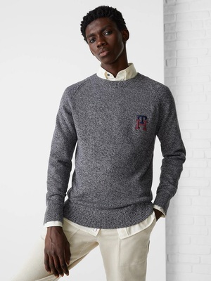 Tommy Hilfiger pánský tmavě šedý svetr TH Monogram - M (0GJ)