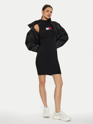 Tommy Jeans dámské černé úpletové šaty - XS (BDS)