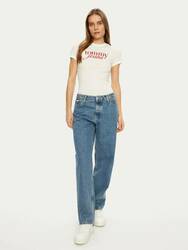 Tommy Jeans dámské bílé tričko - L (YBL)