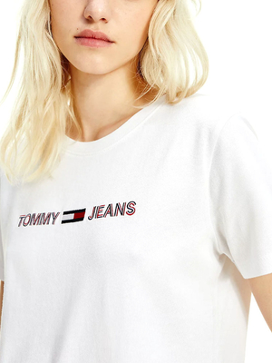 Tommy Jeans dámské bílé tričko  - L (YBR)