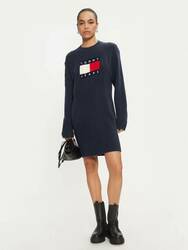 Tommy Jeans dámské modré úpletové šaty - XS (DRO)